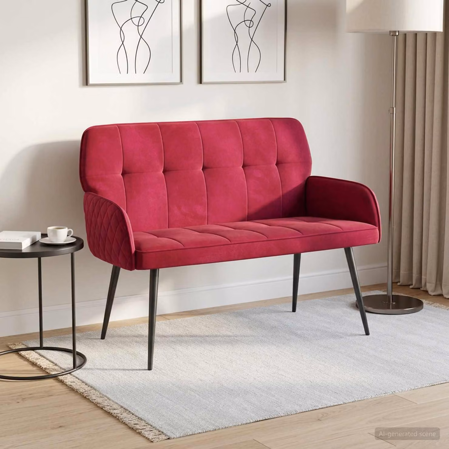 vidaXL Divano a 2 posti con gambe in metallo 2 posto Rosso Vino