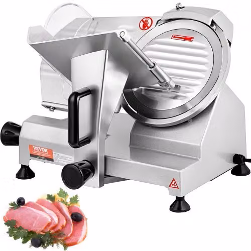 Affettatrice Elettrica Professionale VEVOR in Acciaio, Potenza 200 W, Colore Argento