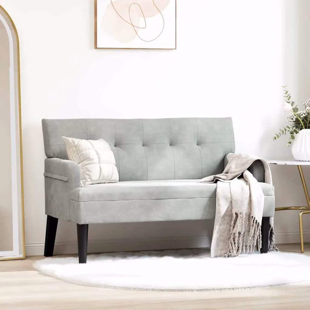 Panca Chesterfield vidaXL in velluto grigio chiaro, L 112 x P 65,5 x H 75 cm