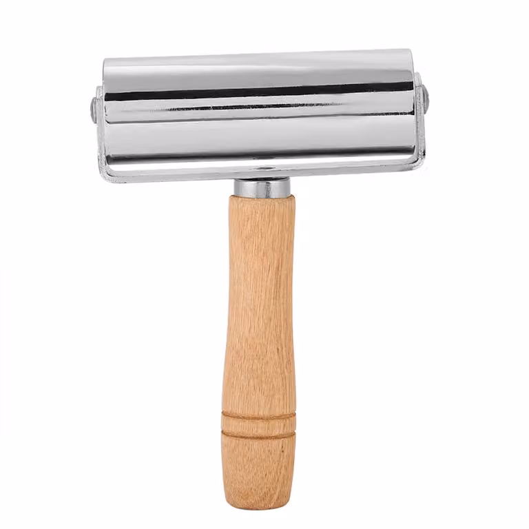 Rullo per cuoio, 10 cm, manico in legno, Acciaio al carbonio, per la lavorazione del cuoio e l'artigianato