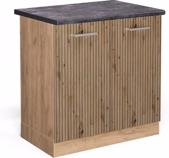 Mobile lavello cucina R-Line Rovere artigianale/Rovere dorato 80 cm, PL Antracite Vicco