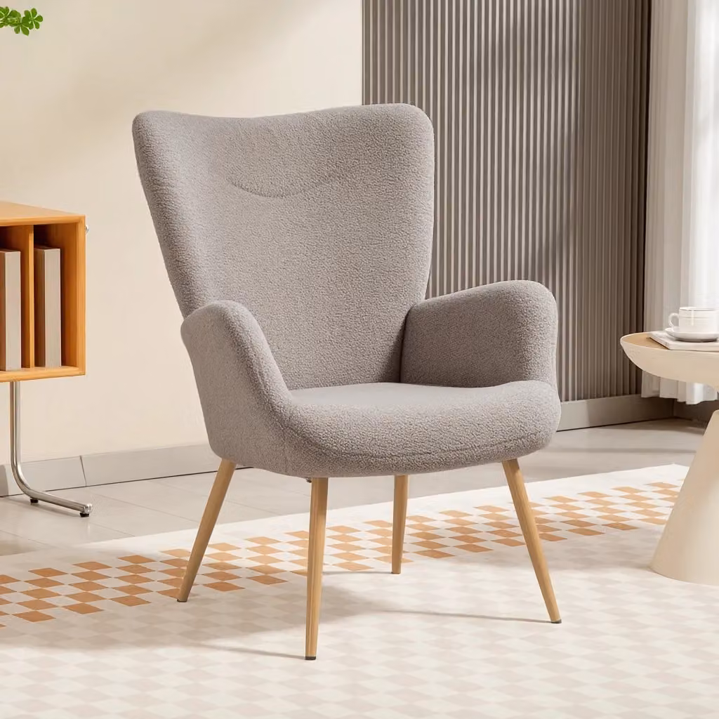 Poltrona Moderna Giordanoshop in Tessuto Grigio con Schienale Alto e Braccioli L/P/H: 71 x 74 x 97,5 cm – 2