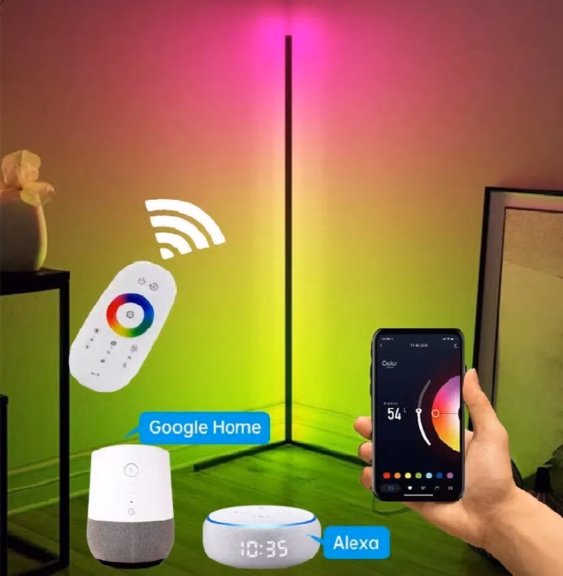 BOT Nordic lampada da terra LED angolare intelligente N2 140 cm WiFi RGB nero