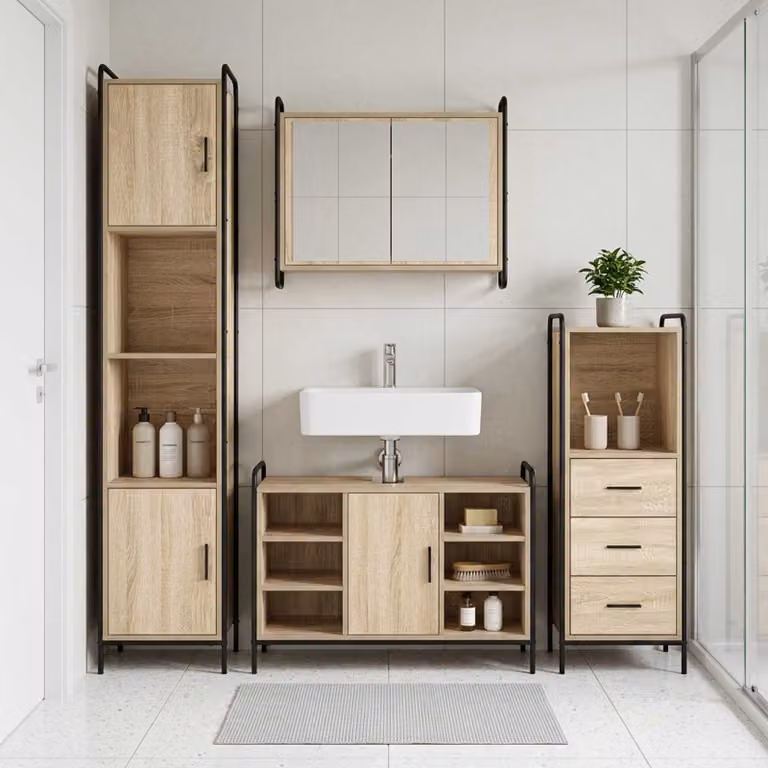 vidaXL Set di Armadi da Bagno 4 pz Rovere Sonoma 40 x 36 x 181 cm