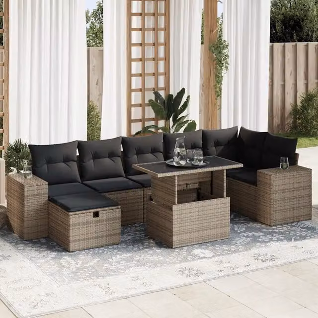 Set Divano da Giardino 5 pz con Cuscini Grigio in Polyrattan 3327950