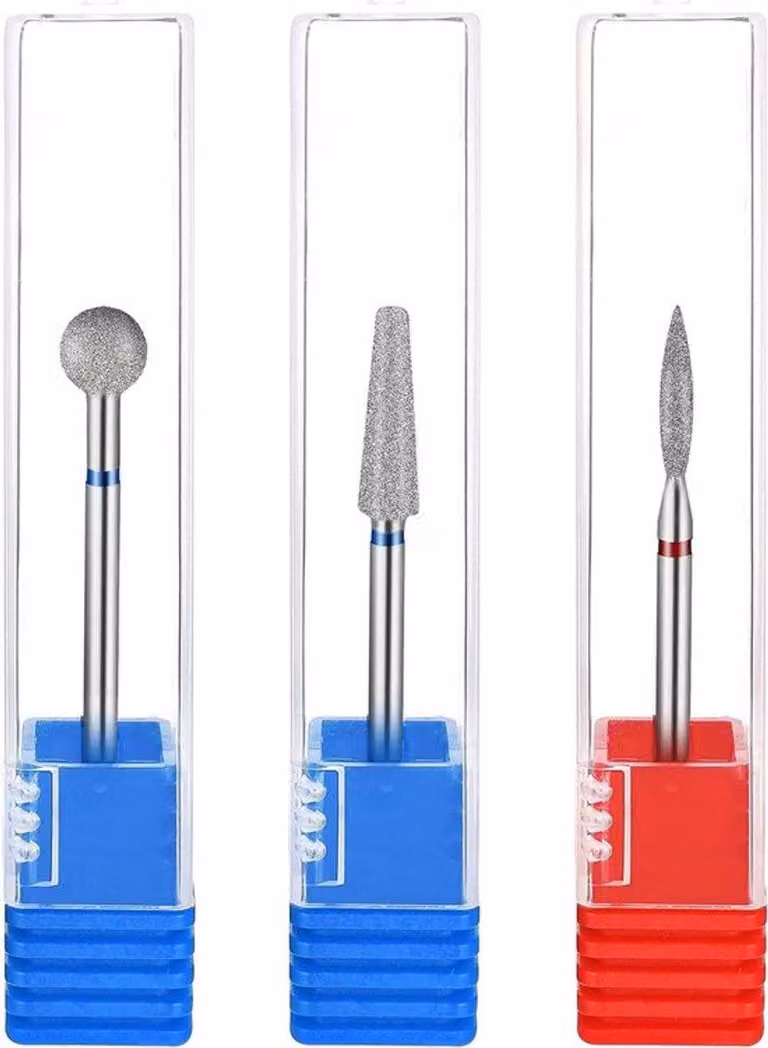 Set di 3 punte diamantate per trapano manicure: rimozione delle cuticole, punta a forma di fiamma e smerigliatrice a sfera per manicure e cura della pelle morta sotto le unghie