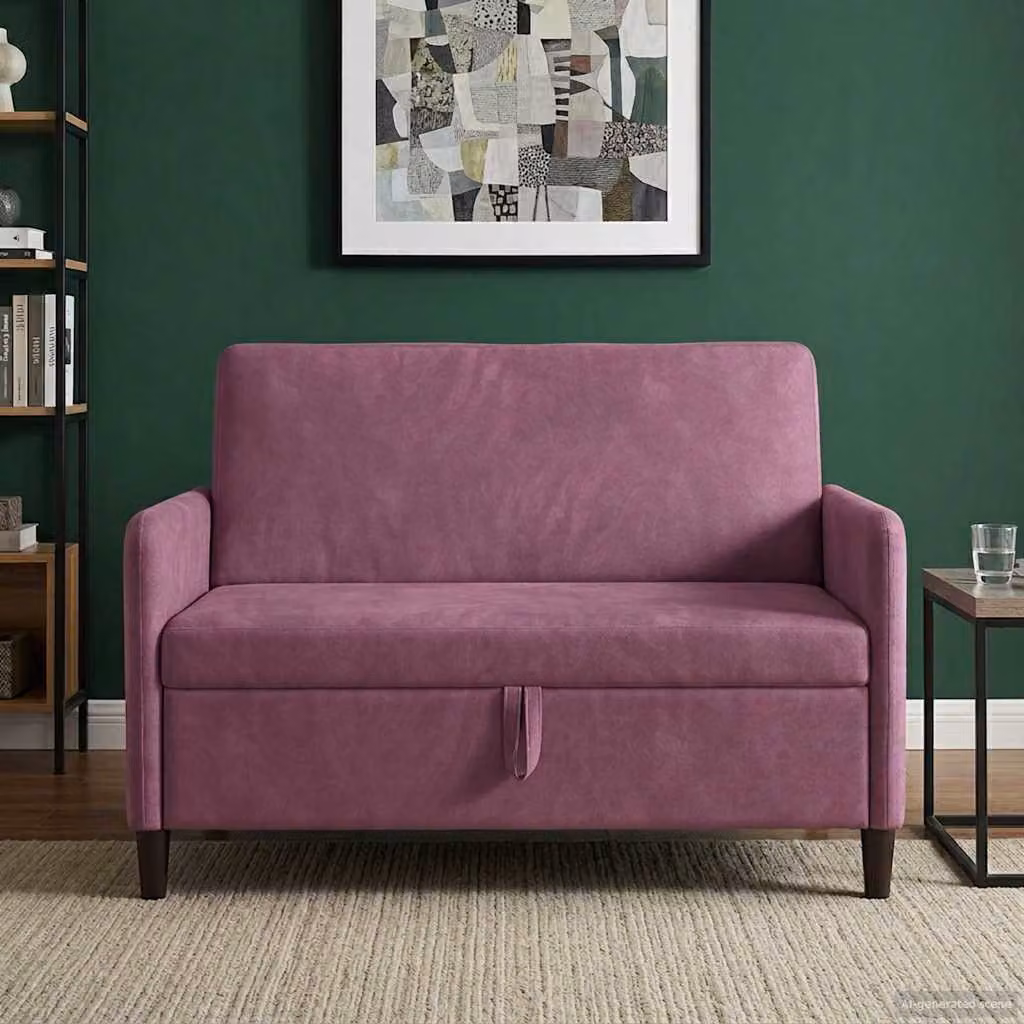 Divano moderno vidaXL con contenitore apribile in tessuto viola L: 122 cm, P: 78 cm, H: 87 cm