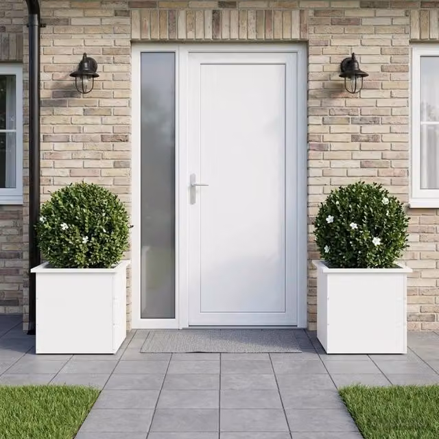 Fioriera da giardino con LED 2 pz Bianco 50 x 50 x 48 cm 8008185