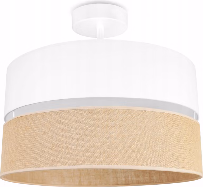 Light-Home Juta lampade da soffitto - Metallo e tessuto - Lampade da parete 1 lampadina 40 cm - Base bianca e juta e bianco
