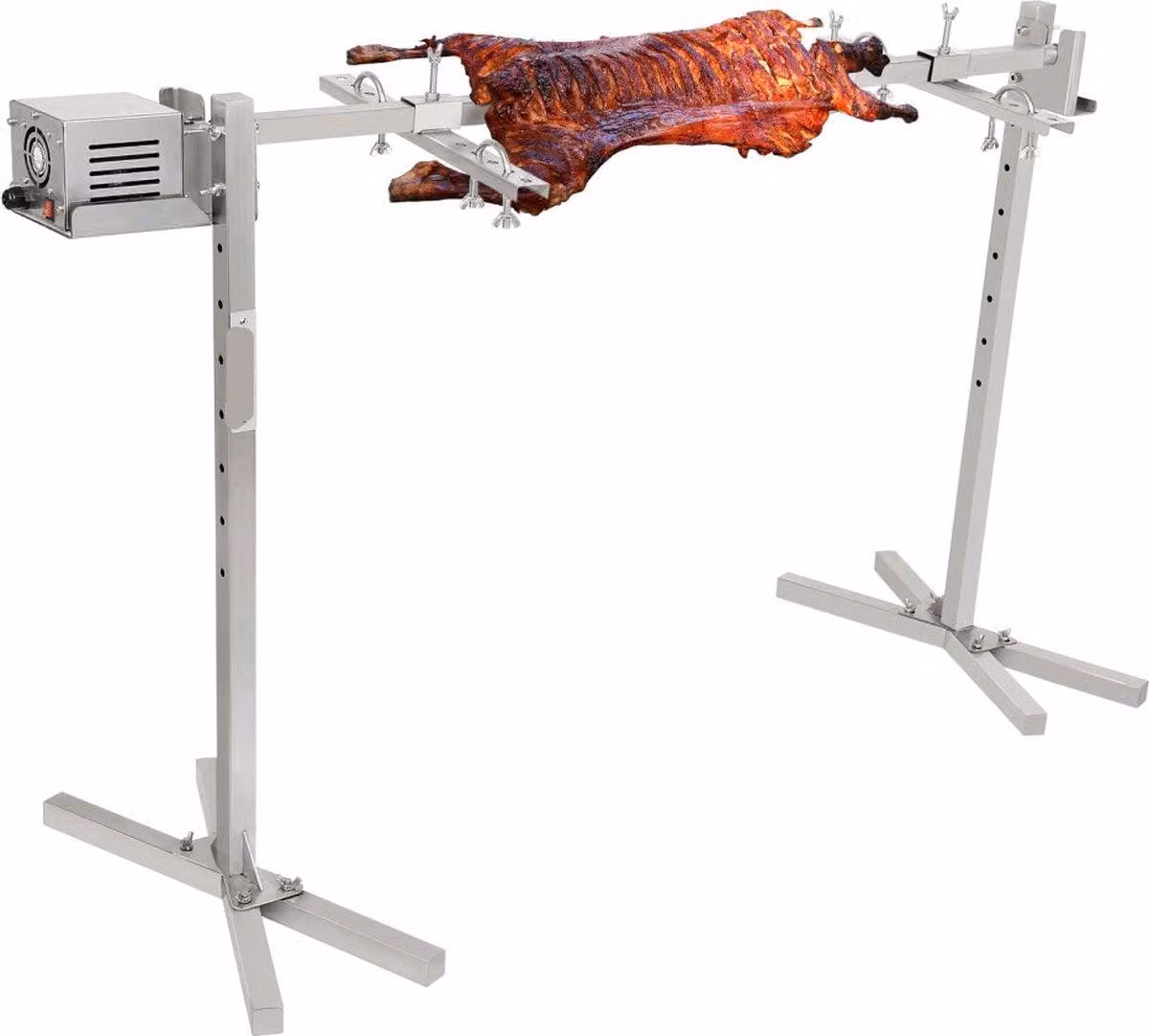 Griglia per maialini da latte - Griglia per agnello - 117 cm - 41 kg - Acciaio inossidabile - Griglia rotante - 42W