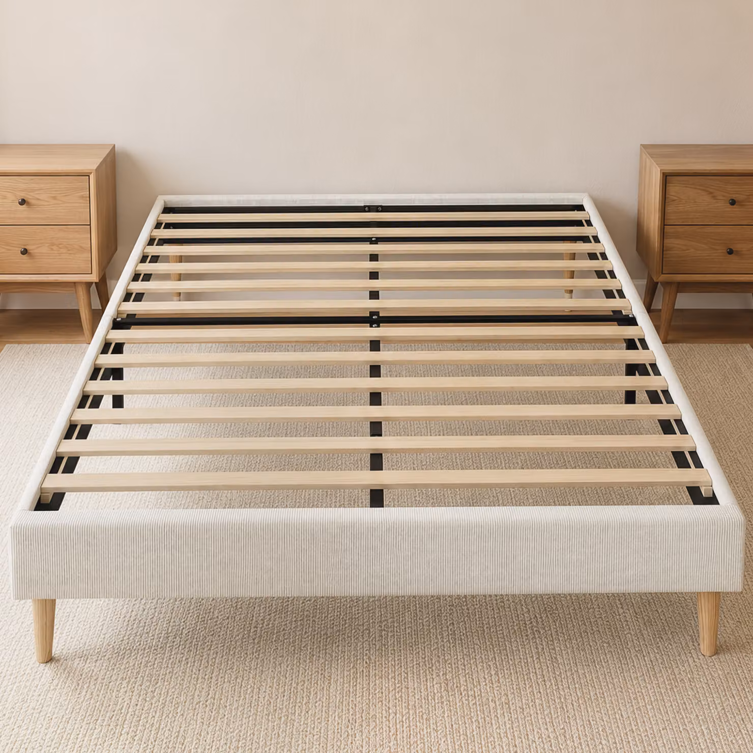 Letto matrimoniale contenitore HOMCOM in velluto a coste beige con rete a sollevamento, L/P: 160 x 200 cm – 2