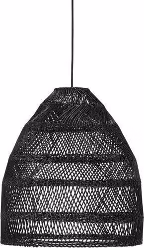 PR Home Maja Lampada a sospensione da esterno in fibre naturali – intrecciata a mano, IP44, E27, cavo Flex Out incluso. Diametro: 36 cm, colore del paralume: nero