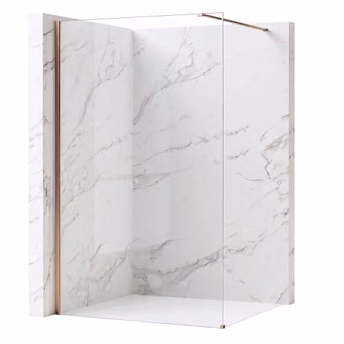 Rea - Parete Doccia Flexi, Rame Spazzolato 70, Walk-In Senza Piatto Doccia, Vetro Di Sicurezza Temperato Trasparente 8mm, 120 X 70 X 195 cm