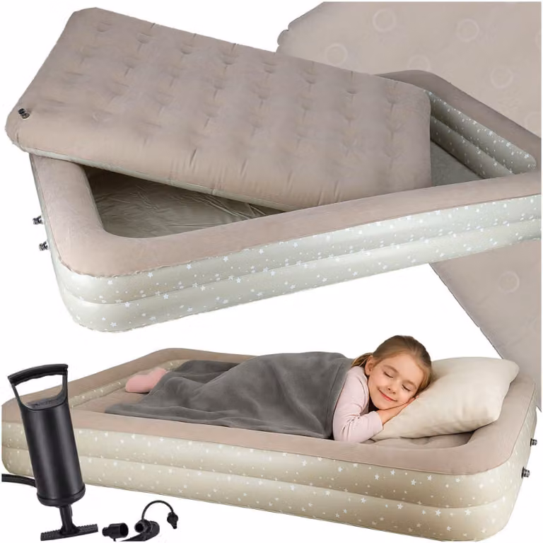 Letto per bambini con materasso gonfiabile da viaggio e pompa, 140 cm x 90 cm