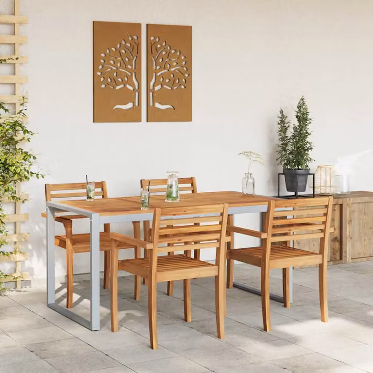 vidaXL Tavolo da giardino moderno in legno di acacia grigio L: 160 cm, P: 80 cm, H: 75 cm