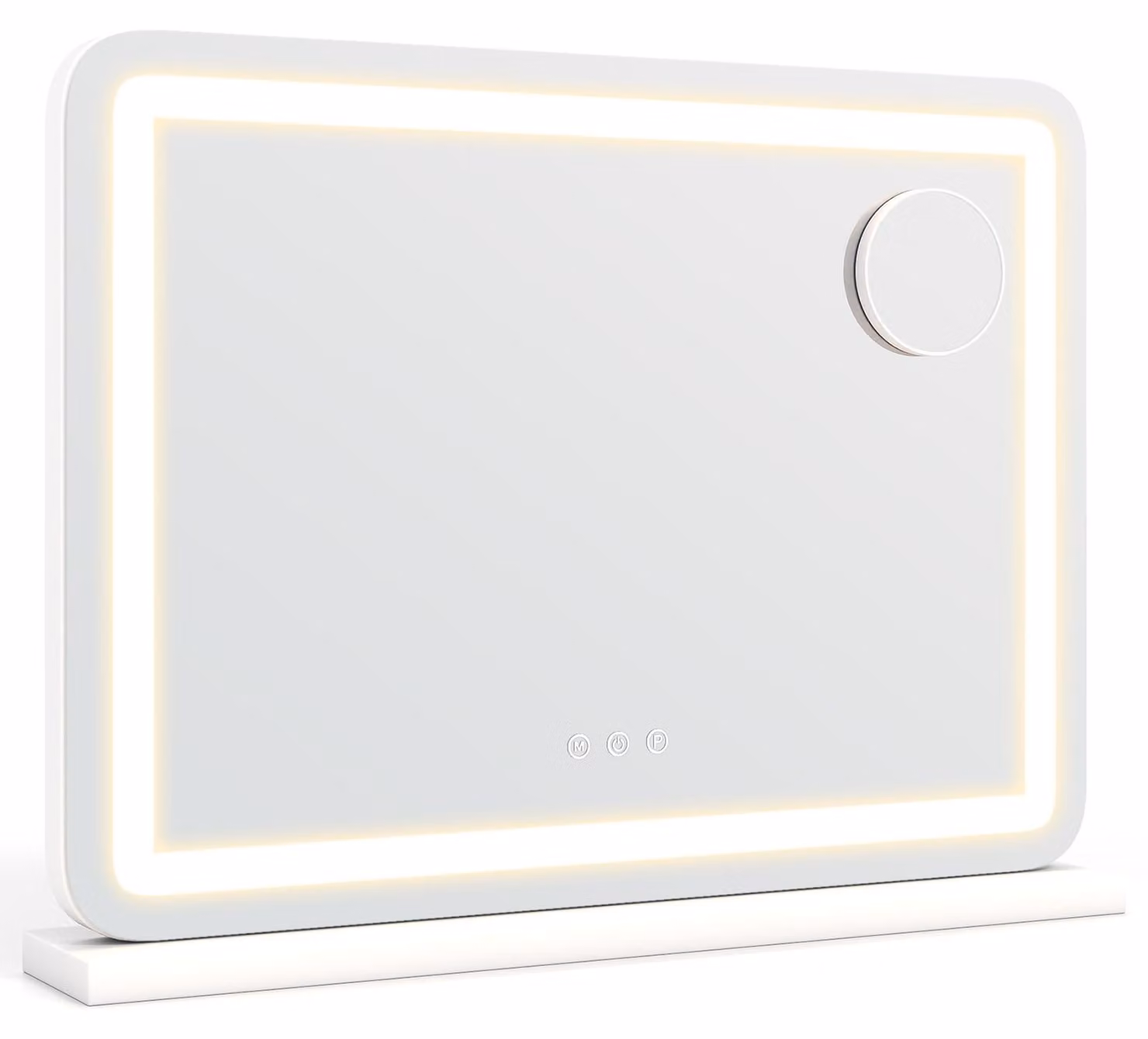 Specchio da trucco illuminato COSTWAY, specchio per il trucco 58x43 cm con 3 modalità di illuminazione, ingrandimento 10x e interruttore touch, specchio in stile Hollywood con USB e porta di tipo C