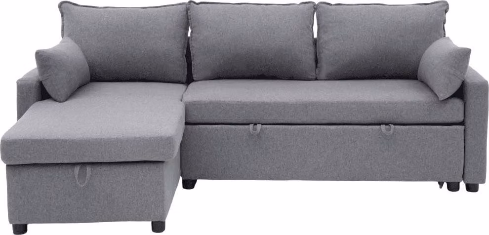 Calicosy - Divano letto a 3 posti in tessuto con chaise longue L219 cm - LOUISON