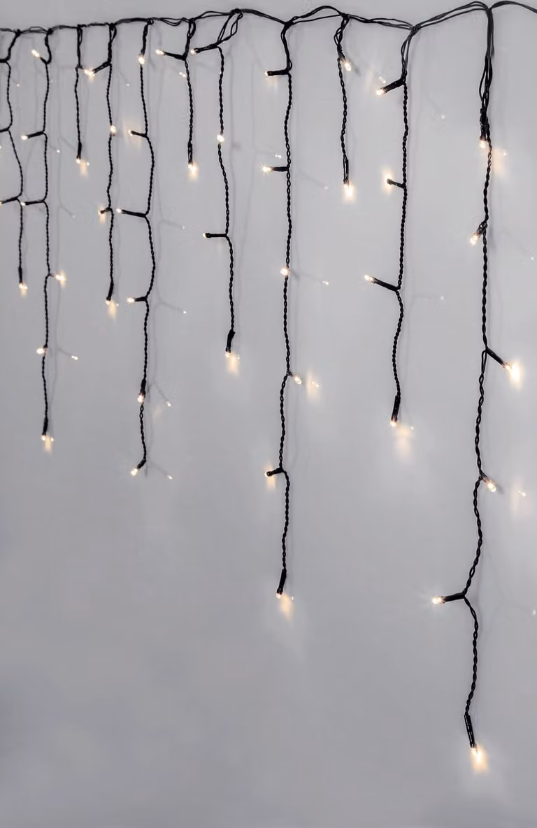 Catena luminosa a LED "Eisregen", colore bianco ghiaccio, 960 LED, lunghezza cavo 2390x55 cm, cavo nero, codice prodotto 594-41