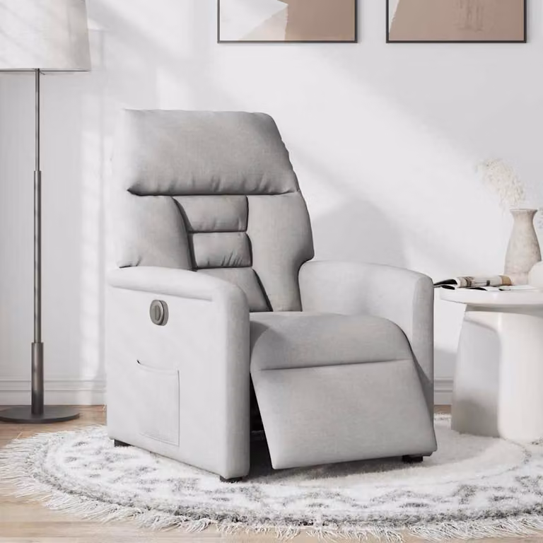 vidaXL Poltrona Elettrica Reclinabile Grigio Nuvola in Tessuto