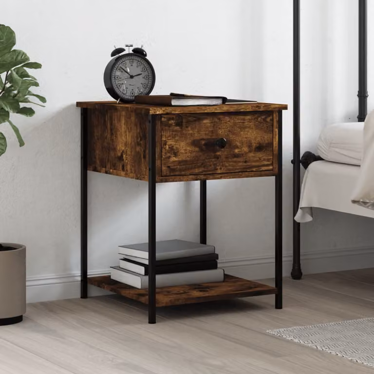 Comodino vidaXL in Legno Rovere Fumo Marrone Moderno L: 44 cm, P: 45 cm, H: 58 cm