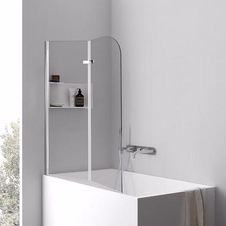 Jopassy pieghevole attacco bagno chiaro NANO vetro ESG 6mm box doccia per vasche da bagno 2 pezzi pieghevole 100*140CM argento
