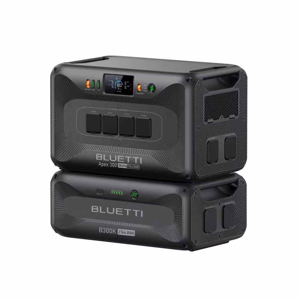 Generatore solare BLUETTI Apex 300 & B300K, batteria di riserva LFP da 5529,6 Wh, alimentazione modulare per la casa, camper e emergenze
