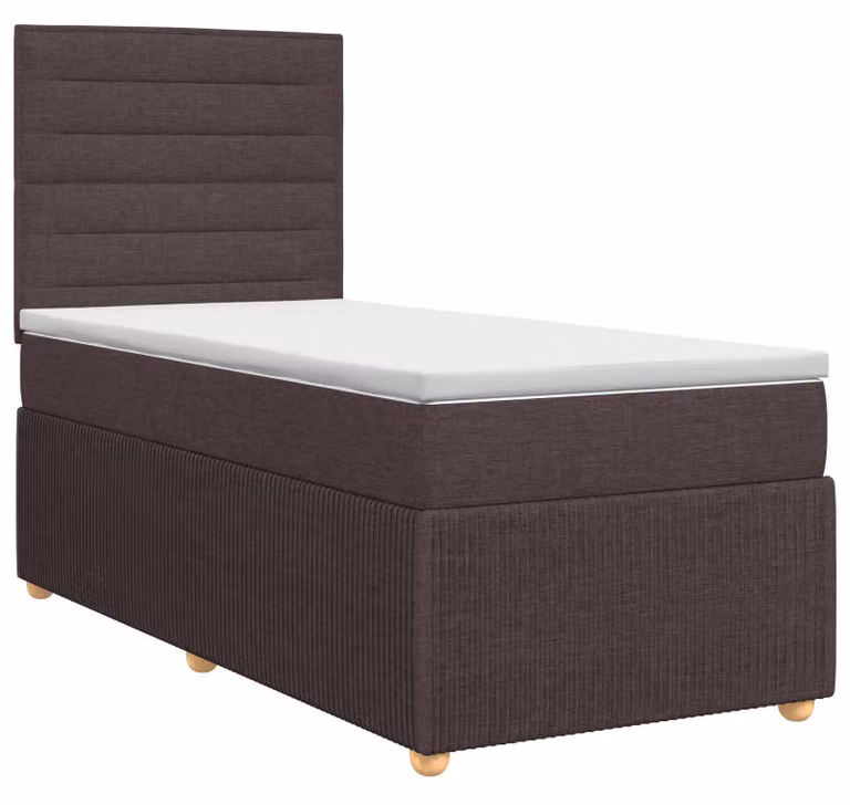 Letto a molle con materasso marrone scuro 100 x 200 cm in tessuto