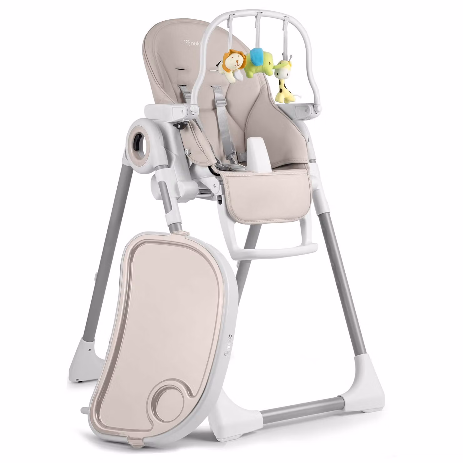 Nukido Sedia per allattamento con tavolino, reclinabile Belo grigio + fascia con giochi
