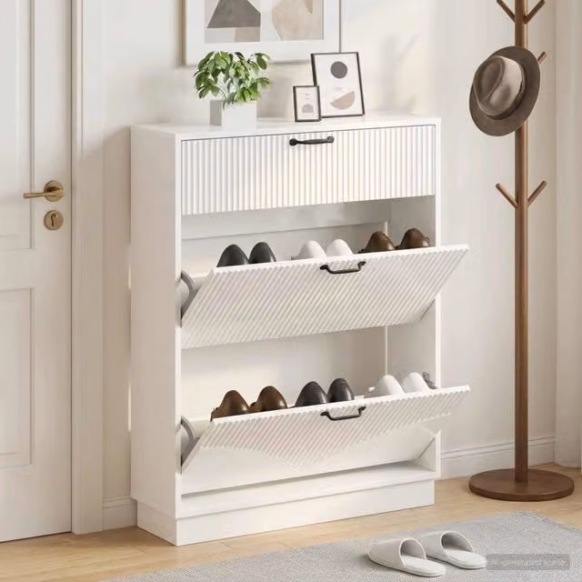 Mobile porta scarpe moderno vidaXL in MDF e metallo lucido L/P/H: 78 x 24 x 100 cm