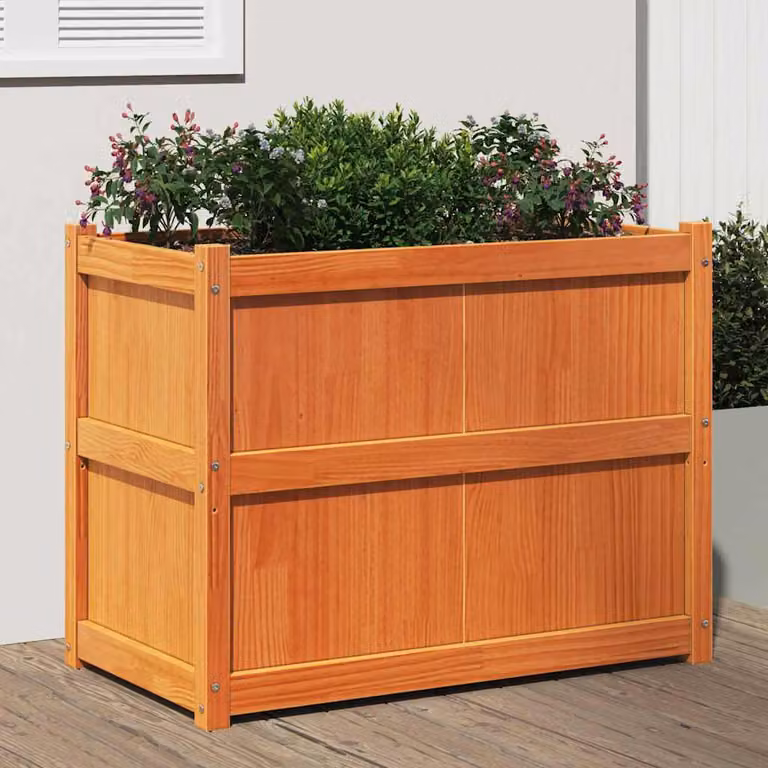 Fioriera da giardino vidaXL in legno massello di pino marrone L: 90 cm, P: 50 cm, H: 70 cm