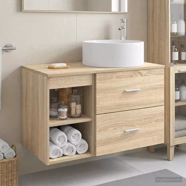 Set di mobili per il bagno 2 pz Rovere Sonoma 3403930