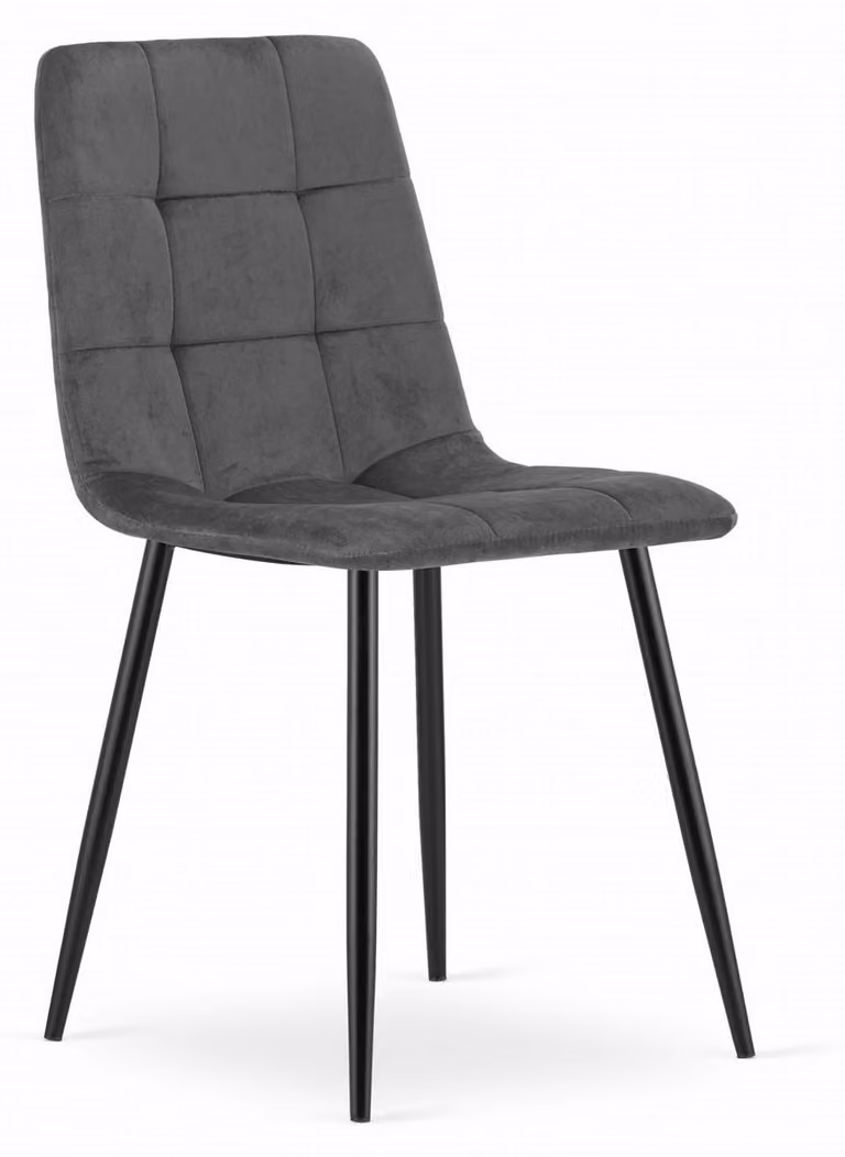 Sedia Kara in velluto grigio scuro con gambe in metallo