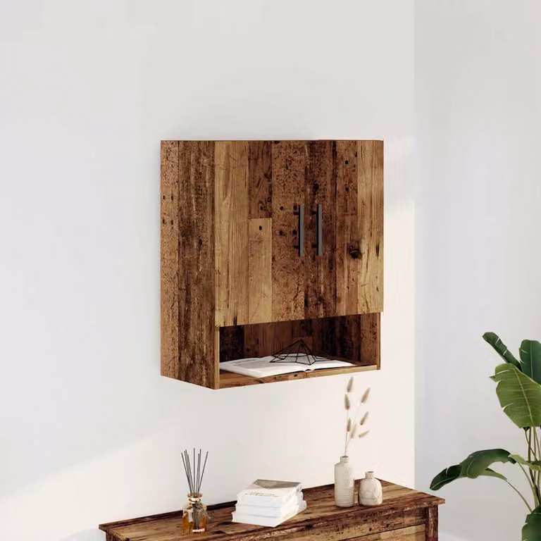 Armadietto a muro vidaXL in legno marrone con ante a battente e ripiani interni L: 60 cm, P: 31 cm, H: 70 cm