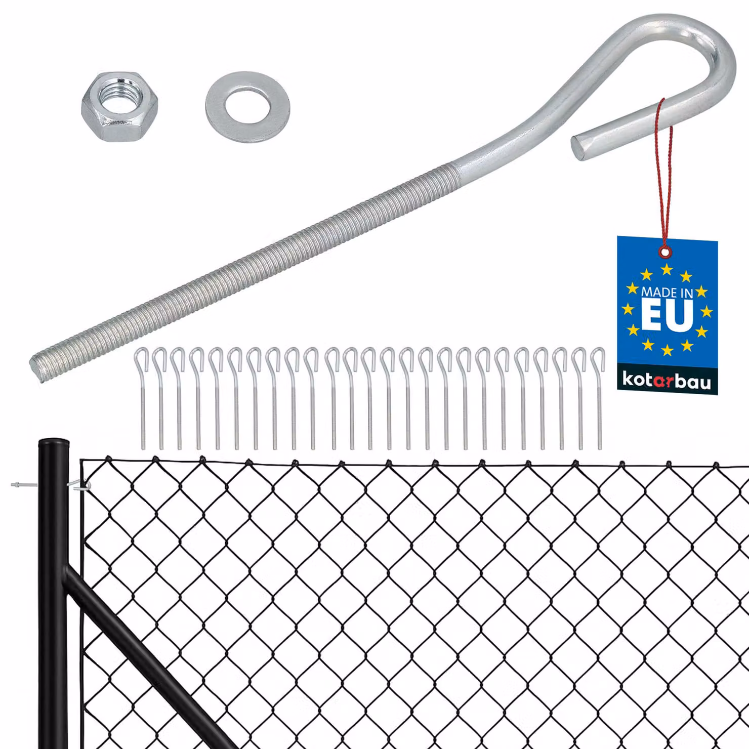 KOTARBAU® 25 Pezzi Tendifilo per Recinzione M6 Tenditore Filo Tendicavo per Filo Acciaio Tendifilo Chiuso Gancio a Vite con Dado e Rondella Argento