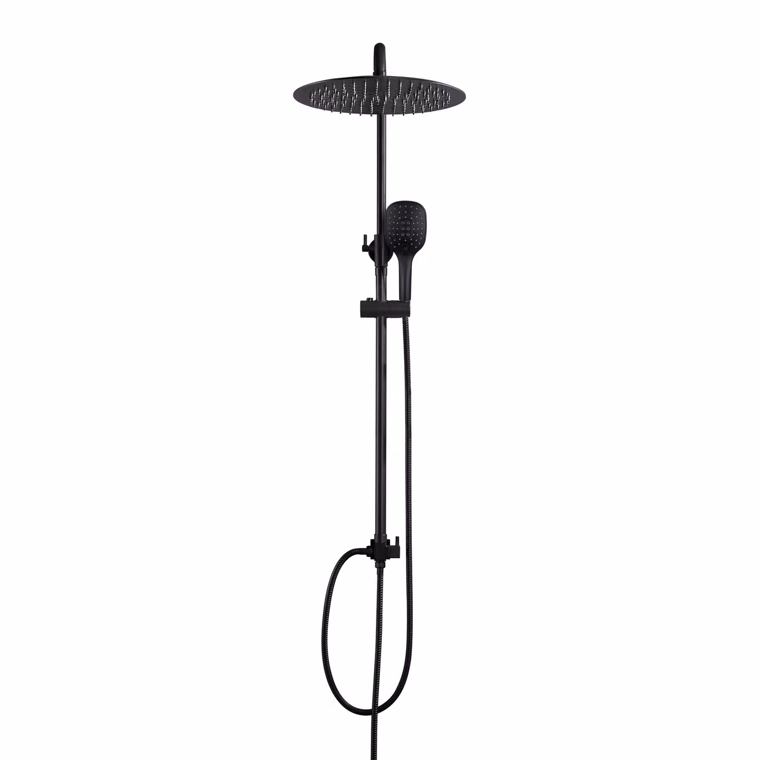 JOHO Colonna Doccia Nero Opaco in Acciaio Inox Set doccia a Pioggia con Soffione e Doccetta D30cm