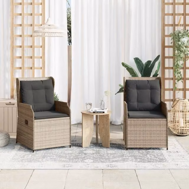 Panchina da giardino 2 pz Grigio chiaro polyrattan 3394490