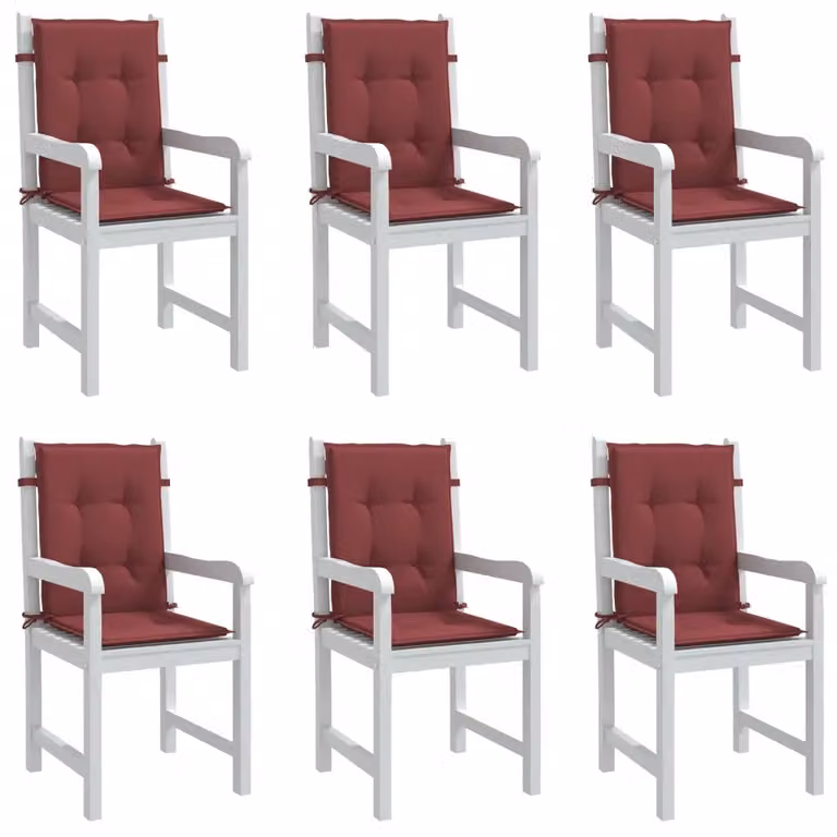 Set di 6 cuscini per sedia vidaXL in tessuto rosso, con schienale basso e imbottitura in schiuma antiscivolo