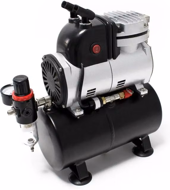 Compressore per aerografo con serbatoio, regolatore e separatore d'acqua nero – 1