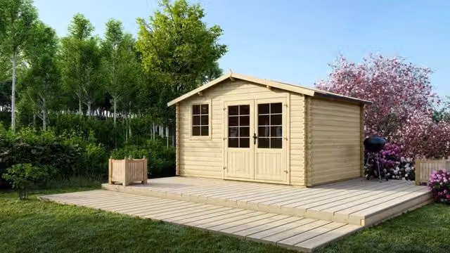 Casetta da giardino in legno - 11.7m2 - 3.9x3m - 34mm - colore: naturale - DOM561 - ALTANKA