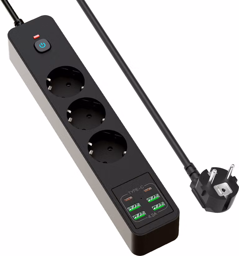 INF Multipresa BKL-03 EU con 6 porte USB Nero