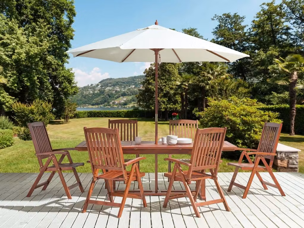 Set da pranzo da giardino BELIANI in legno di acacia marrone con tavolo allungabile e 6 sedie pieghevoli in stile rustico – 2