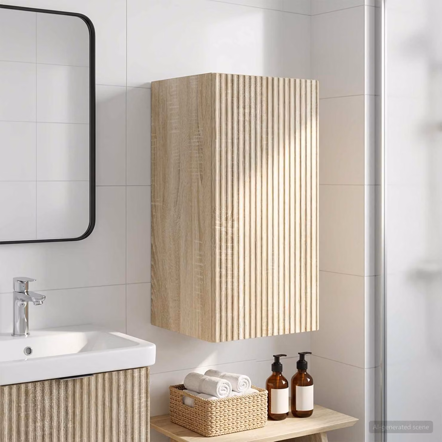 Armadio da bagno a muro vidaXL ARNHEM in Rovere Sonoma, L: 30 cm, P: 31 cm, H: 59 cm