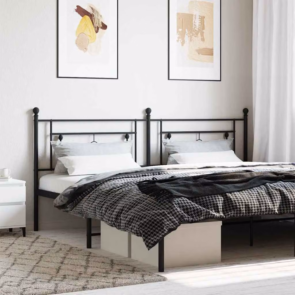 Testiera di ricambio vidaXL in metallo nero laccato, stile classico, L: 198 cm