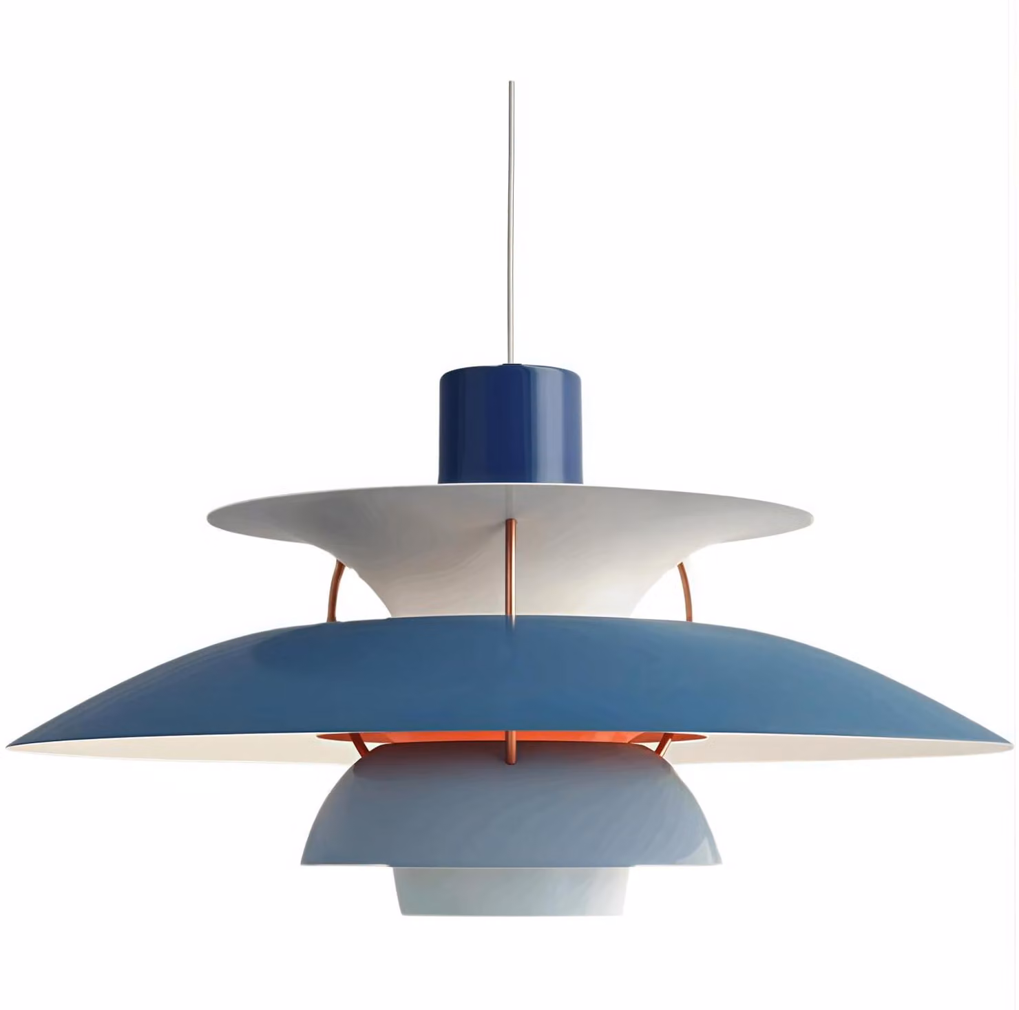 Lampada a sospensione, regolabile, blu, 50 cm, attacco E27, LED, metallo