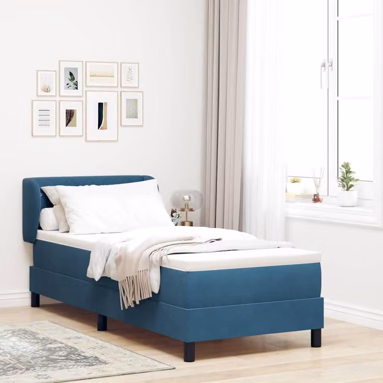 Maison Exclusive - Letto boxspring con testiera blu scuro 80 x 200 cm in velluto