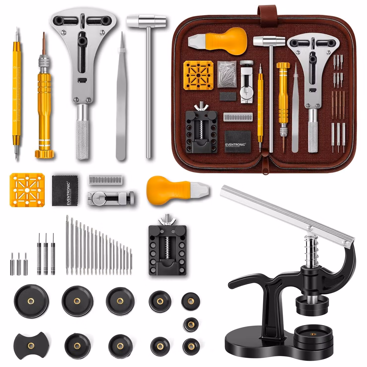 Kit professionale per la riparazione di orologi, completo di custodia portatile
