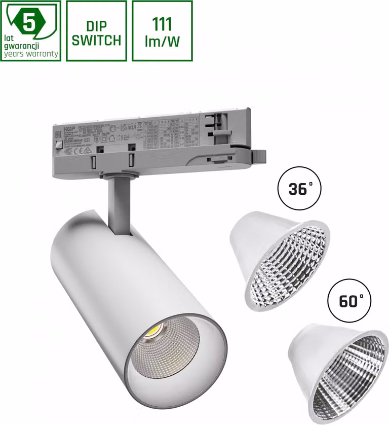Spectrum LED Faretto a binario a 3 circuiti Andromeda White 15-27W 1500-2500lm Bianco caldo 3000K 36°/60°