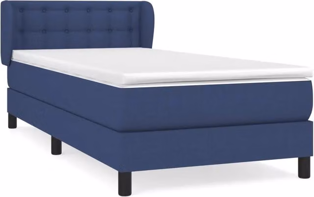 Letto singolo | Letto per adulti | Giroletto a Molle con Materasso Blu 90x200 cm inTessuto