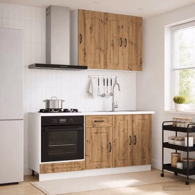 Unità Cucina Moderna vidaXL in Rovere Marrone con Ante e Cassetti, 5 Pezzi – 1