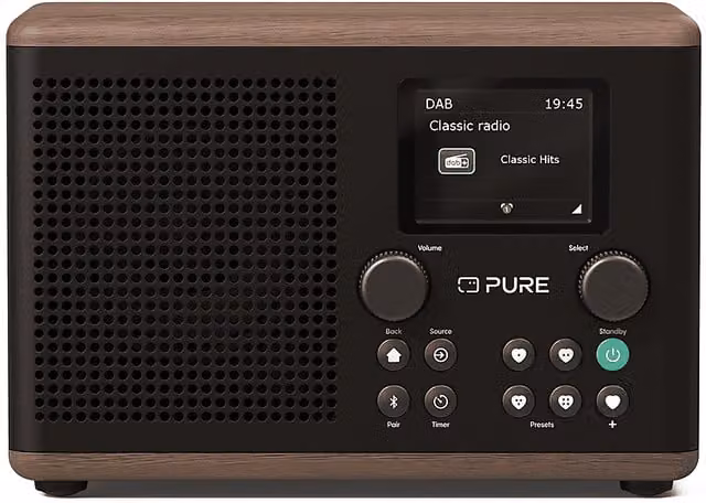 Radio Pure Classic H4 DAB+ FM con Bluetooth e USB, Colore Nero e Noce